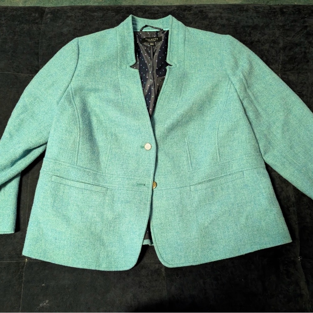 Talbots Aqua Open-Front Blazer